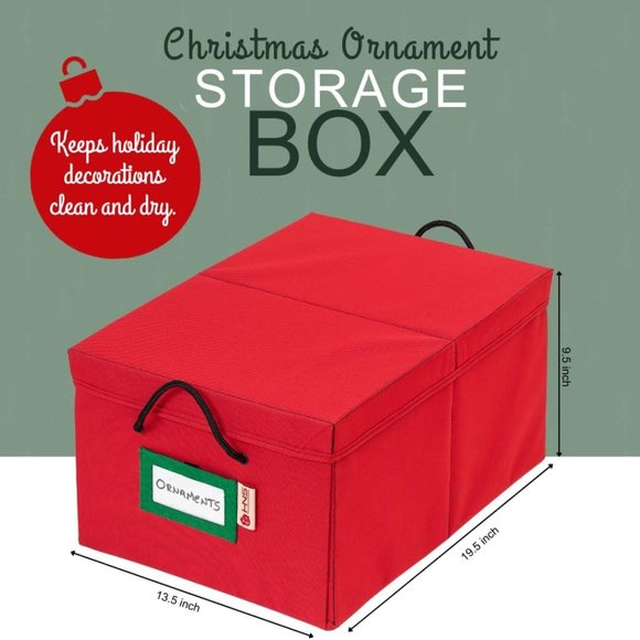 Christmas Ornament Storage Container Box with Dividers  Large Storage Bin - Picture 3 of 6